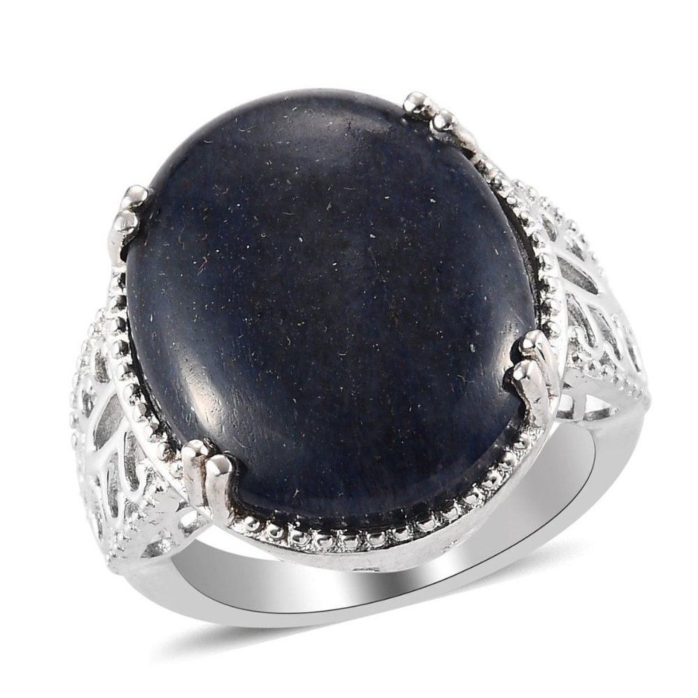 Aventurine Solitaire Ring in Platium Bond (Size 7.0)